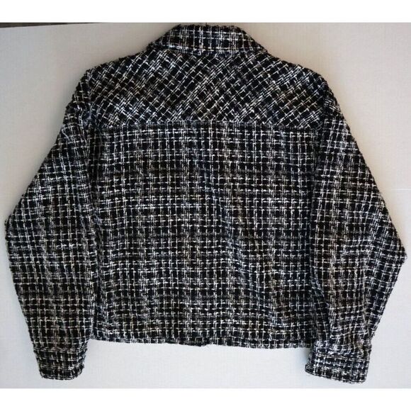 CeCe 7062502-060 Women Sz M Black Dazzling Charm Short Length Tweed Shacket - Picture 8 of 9